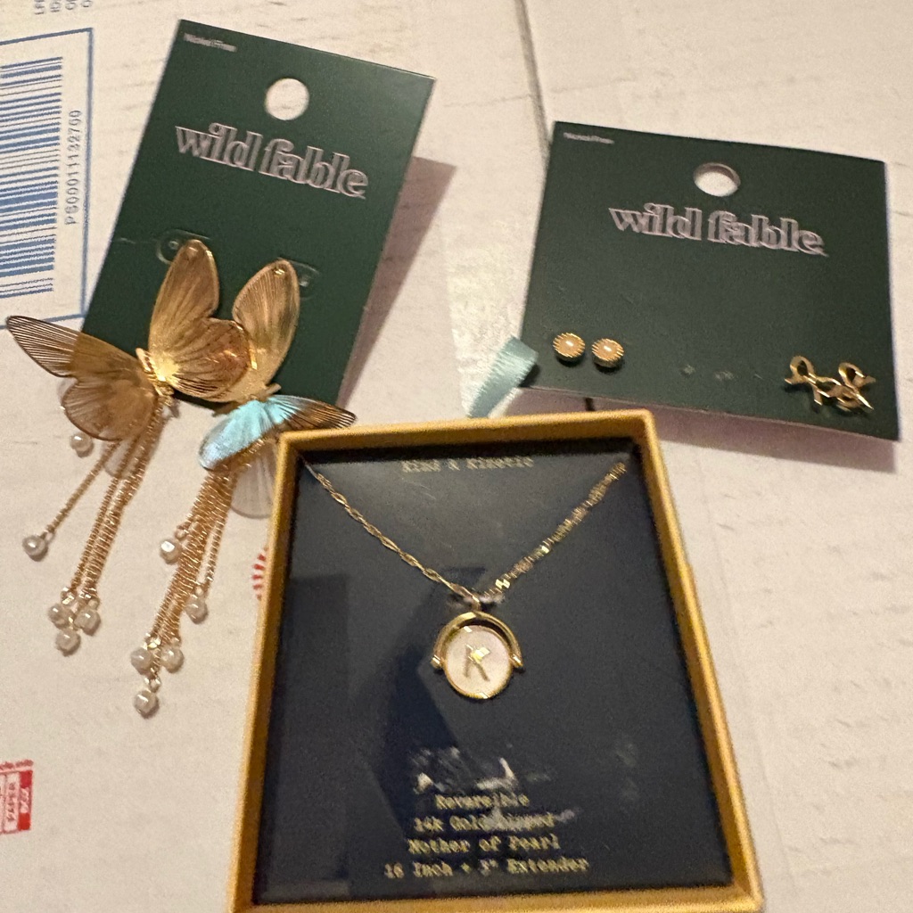 Wild Fable 3 Pairs Of Fashion Earrings And 1 Kind And Kinetic Necklace